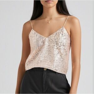 LOFT Platinum Sequin v-neck cami top Medium gold sparkle